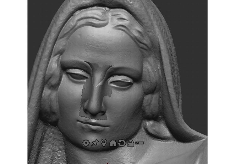 Recreación 3D de la escultura con la nueva nariz.